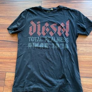 Diesel black Large T-shirt black with red jewels blingy